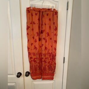 Anthropologie Women’s Orange and Red Wide Leg Boho Pants Size Small